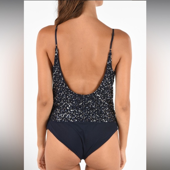 Jonathan Simkhai Navy Sequin Bodysuit - Picture 2 of 8